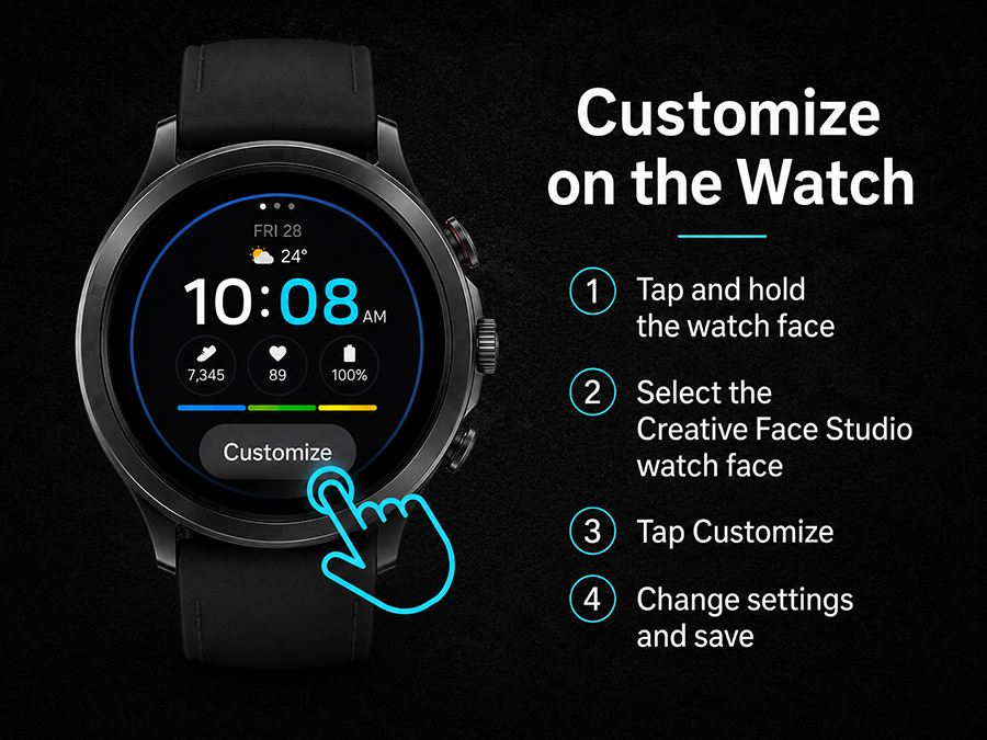 Customize watch face directly on the watch